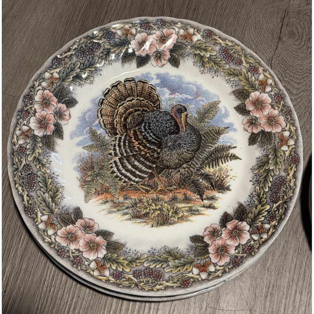 Churchill Myott Thanksgiving Plates Set of 6 / 3 dinner plates and 3 salad plate